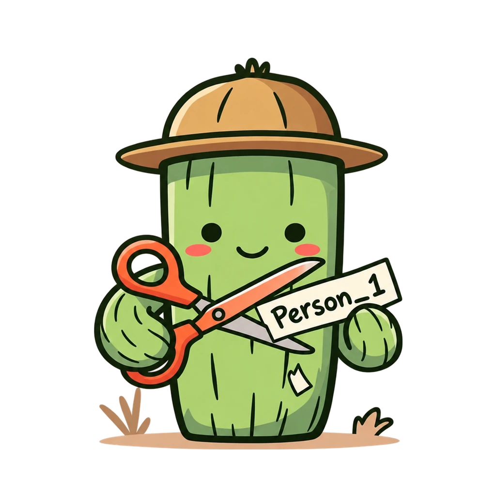 Spike, snipping a name off a paper label with scissors